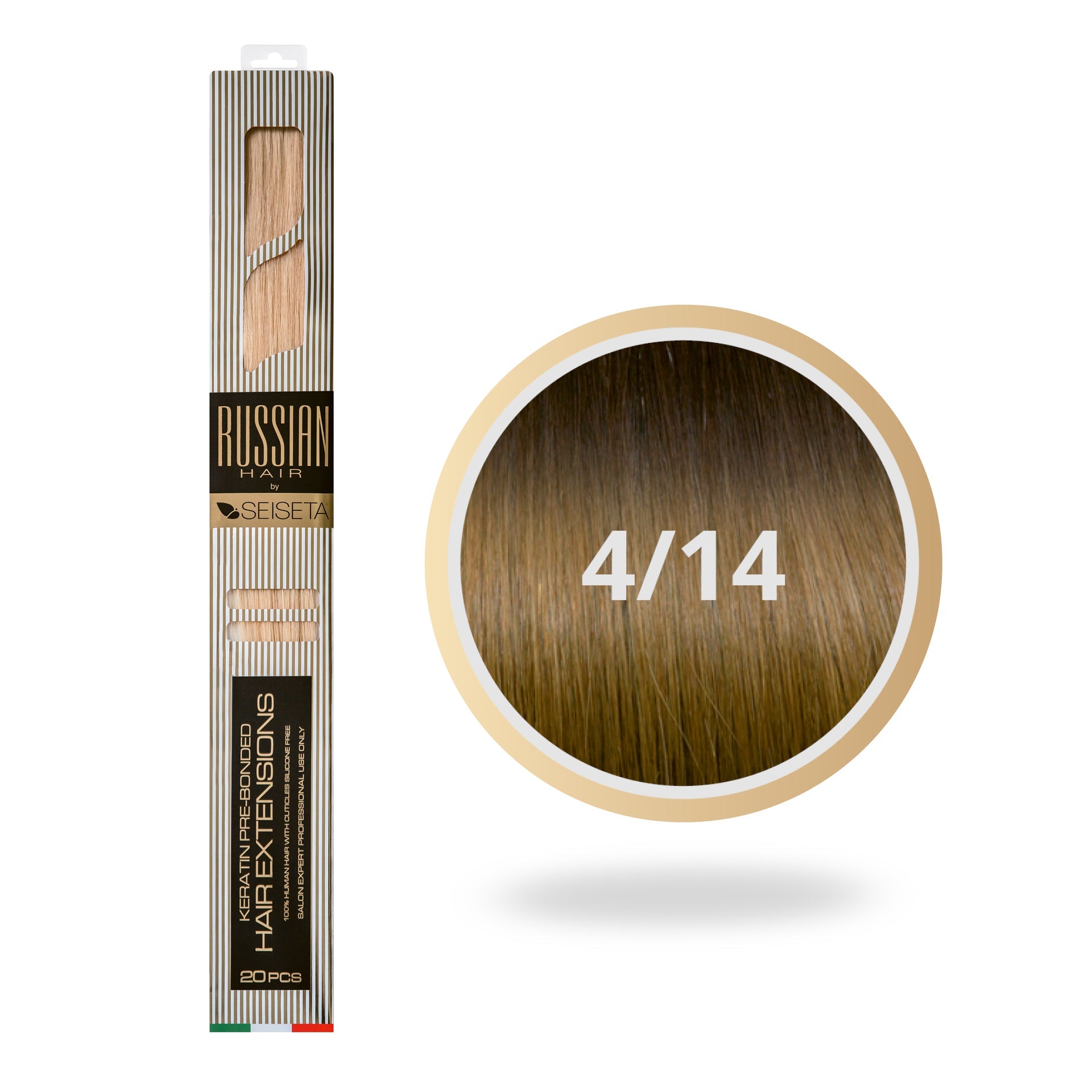 SEISETA - RUSSIAN HAIR KERATIN OMBRE LINE 4/14 DONKER KASTANJEBRUIN/BLOND 50-55 CM